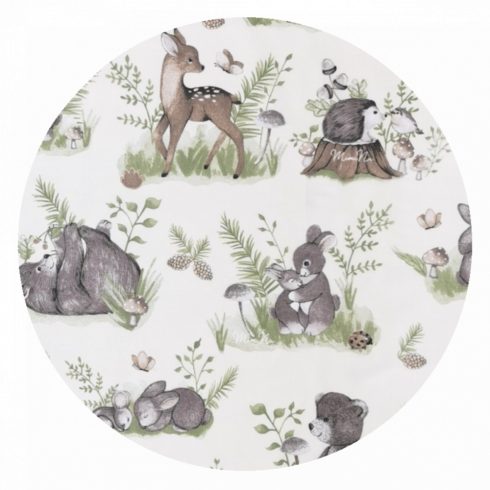 Baby Shop pamut,gumis lepedő 70*140 cm - Erdei barátok zöld 