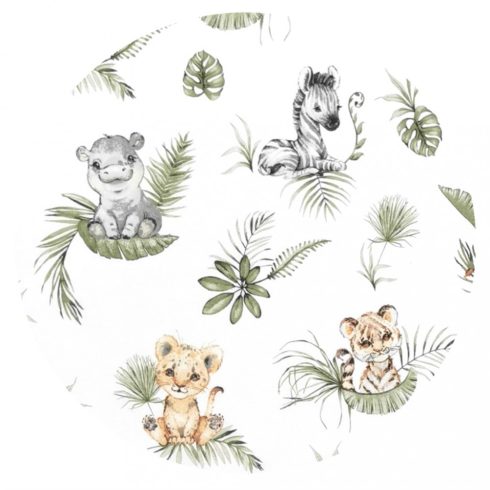 Baby Shop pamut,gumis lepedő 70*140 cm  - Zöld szafari