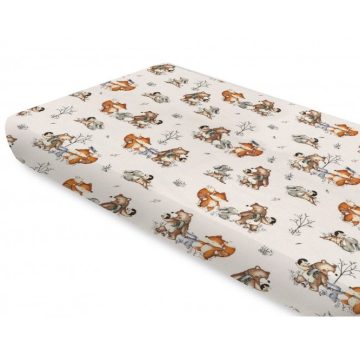   Baby Shop pamut,gumis lepedő 70*140 cm - Róka és barátai 