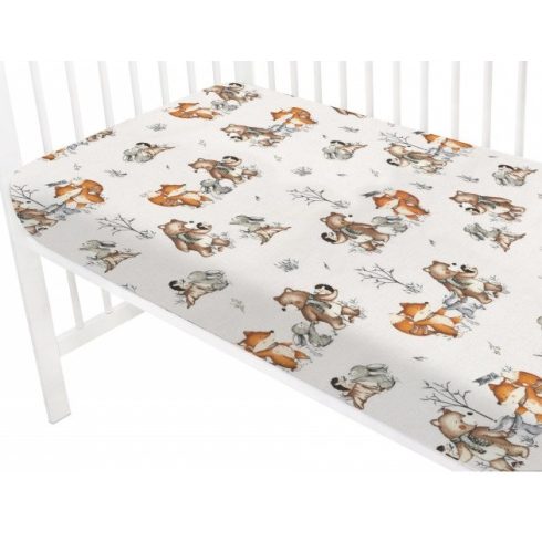 Baby Shop pamut,gumis lepedő 70*140 cm - Róka és barátai 