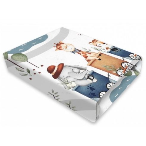 Baby Shop pamut,gumis lepedő 70*140 cm - Állatok a vonaton