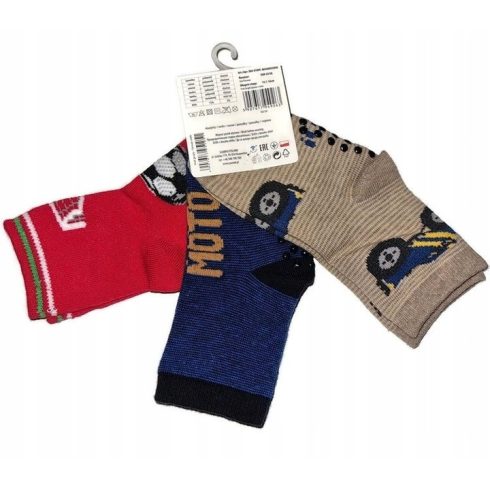 Yo! ABS pamut zokni 3 db 20/22 - piros/kék/bézs