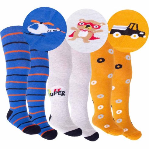 Yo!Club pamut harisnyanadrág fiú (56-62) - kék/fekete/helikopter