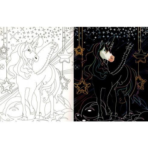 Rejtőzködő unikornisok 1. - Kifestőfüzet kaparós és színezős oldalakkal