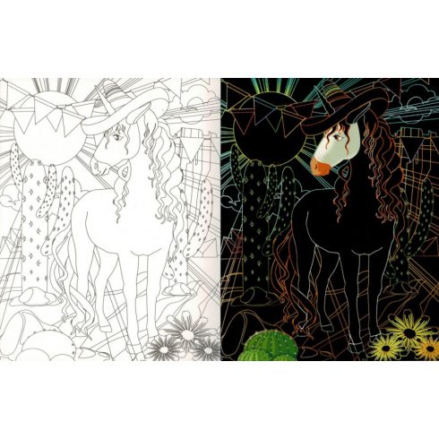 Rejtőzködő unikornisok 1. - Kifestőfüzet kaparós és színezős oldalakkal