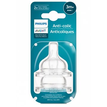   Avent  Anti-Colic szilikon etetőcumi közepes átfolyás 3hó+ 2 db