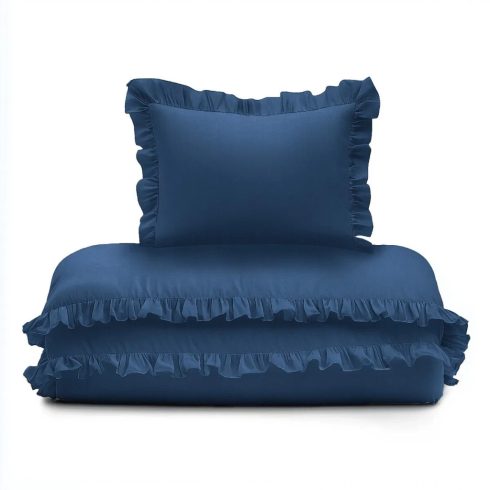 Pamut ágynemű huzat fodros 90*120 cm - Denim