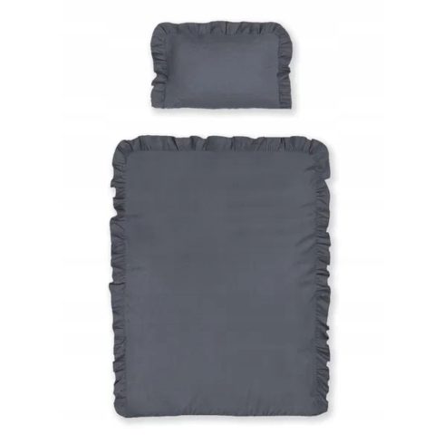 Pamut ágynemű huzat fodros 90*120 cm - Grafit 