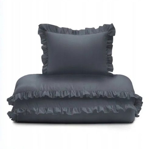 Pamut ágynemű huzat fodros 90*120 cm - Grafit 