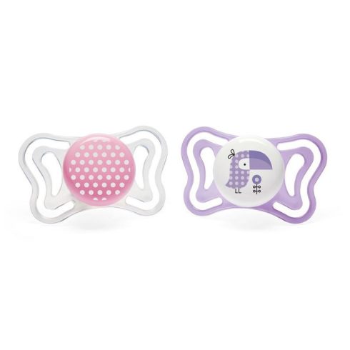 Chicco Physio Forma Light szilikon cumi 2 db, 2-6 hó lila varjú- pöttyös