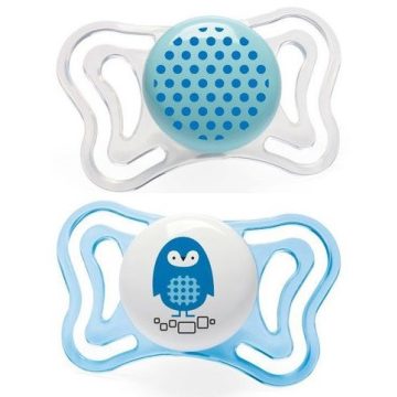  Chicco Physio Forma Light szilikon cumi 2 db, 2-6 hó kék bagoly/pöttyös