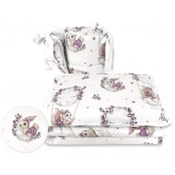   Baby Shop 3 részes ágynemű garnitúra - Holdas nyuszi lila