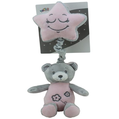 Tulilo plüss zenélő játék - rózsaszín csillagos maci
