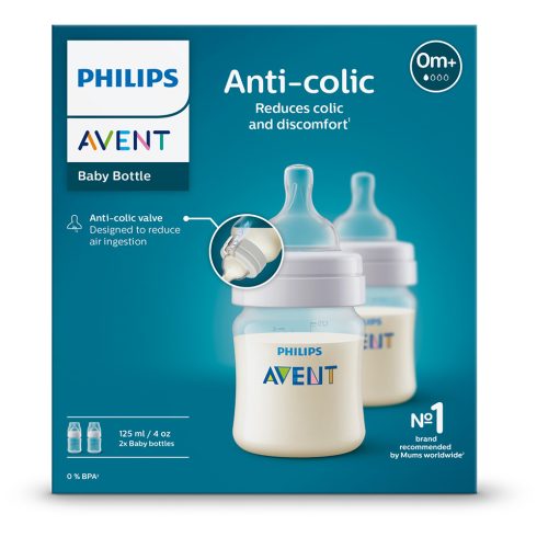 Philips AVENT Hasfájáscsökkentő cumisüveg 2 db
SCY100/02 125 ml 0+
