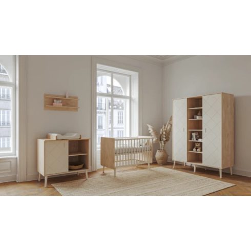 Peak Natural Oak & White 3 osztású szekrény