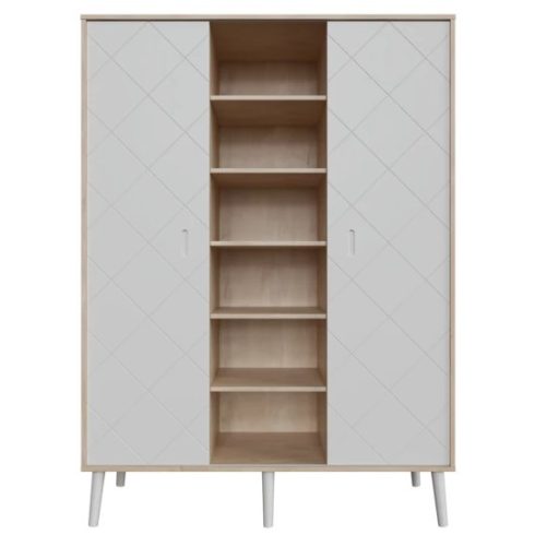 Peak Natural Oak & White 3 osztású szekrény