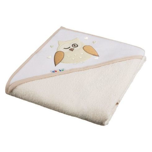 Kapucnis fürdőlepedő 100*100 cm - bagoly ecru