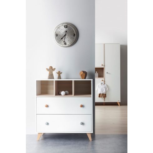 Faktum Colette Fehér 2 osztású szekrény - Fehér/ Coimbra