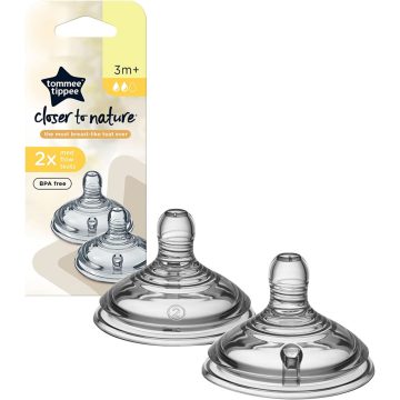   Tommee Tippee Closer To Nature 2db-os szilikon 3+ etetőcumi - közepes folyású