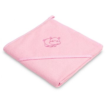 Kapucnis fürdőlepedő 80*80 cm - viziló  rózsaszín 