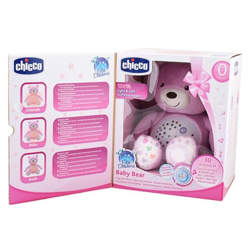 Chicco Baby Bear plüss maci projektor rózsaszín 