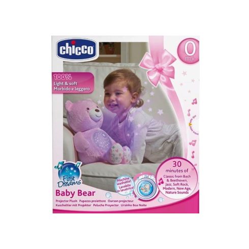 Chicco Baby Bear plüss maci projektor rózsaszín 