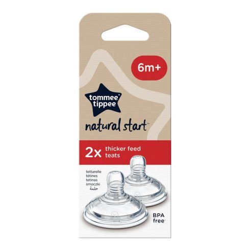 Tommee Tippee Natural Start  2db-os szilikon 6+ etetőcumi "Y" vágású - sűrű ételekhez