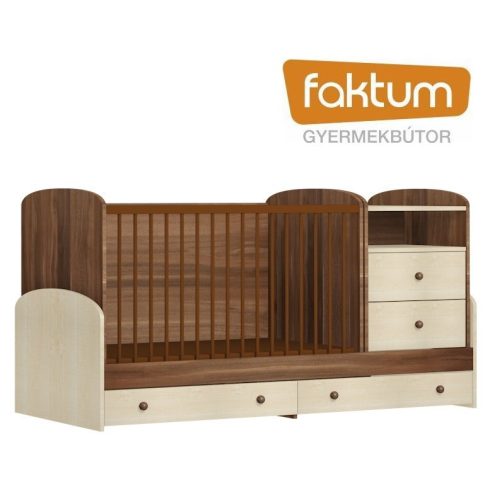 Faktum Makaó kombi kiságy pelenkázó komóddal szilva/ juhar