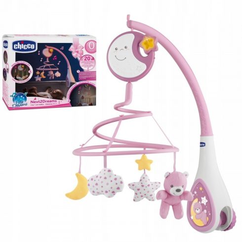 CHICCO Next2Dreams zenélő-forgó rózsaszín
