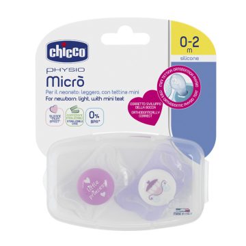   Chicco Physio Forma Micro 0-2h szilikon nyugtató cumi - princess/hintó