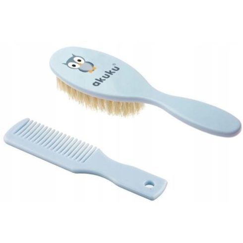 Akuku hajkefe + fésű szett - kék bagoly