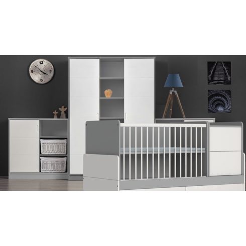 Faktum Alda Selyemszürke 3 osztású szekrény - Arctic szürke / selyemfényű fehér 