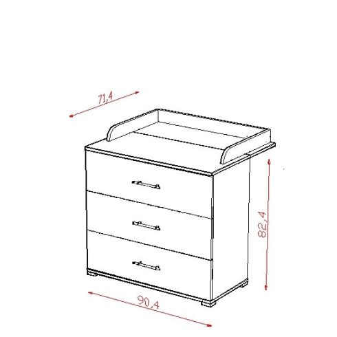 Todi Teddy pelenkázó toldalék 3 fiókos komódhoz - szil