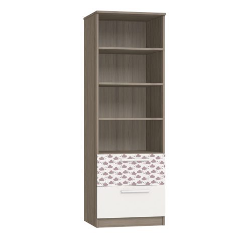 Faktum Poppi 2 fiókos, polcos állószekrény  Felhő minta - Déli kőris/fehér