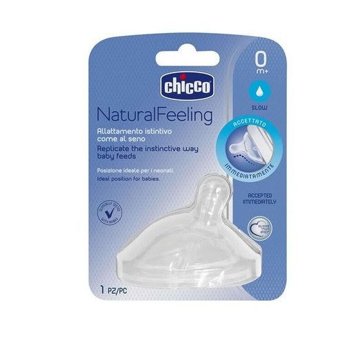 Chicco Natural Feeling ferde etetőcumi,  0m+ (1db)