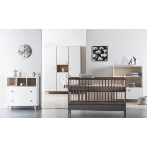 Faktum Colette Fehér 3 osztású szekrény - Fehér/ Coimbra