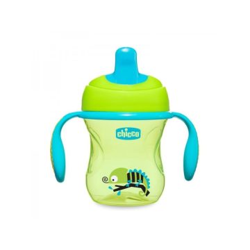   Chicco 2in1 gyakorlópohár-itatópohár kivehető szeleppel 6m+ 200ml zöld kaméleon