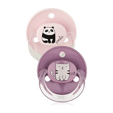   Baby-Nova cseresznye alakú szilikon cumi 2 db panda/cica lila/rózsaszín 0 - 24 hó 