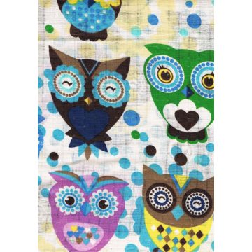 Mintás textil pelenka 1db-os - színes baglyok