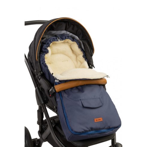 Gyapjú béléses bundazsák babakocsiba - sötétkék