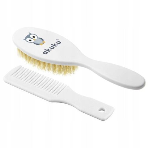 Akuku hajkefe + fésű szett - fehér bagoly