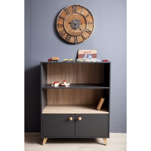 Faktum Colette Antracit széles nyitott tároló - Antracit szürke/Sonoma tölgy