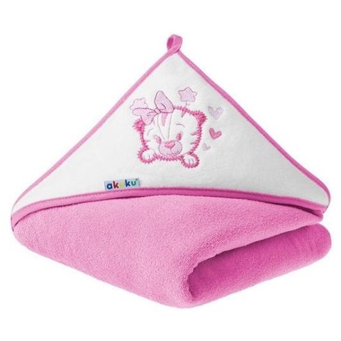 Kapucnis fürdőlepedő 100*100 cm - Maci rózsaszín