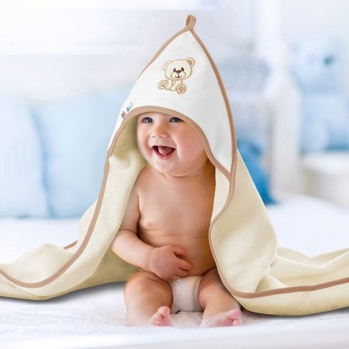 Kapucnis fürdőlepedő 100*100 cm - Maci bézs