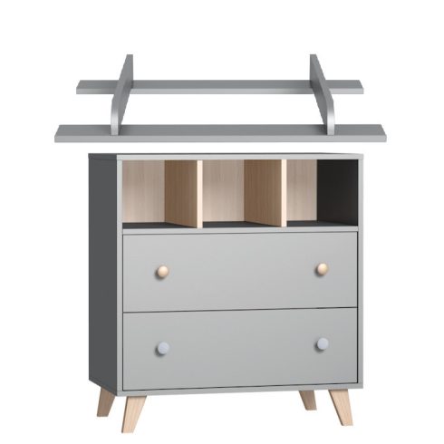 Faktum Colette Szürke komód + Toldalék pelenkázó komódhoz - Arctic szürke/Sonoma tölgy 
