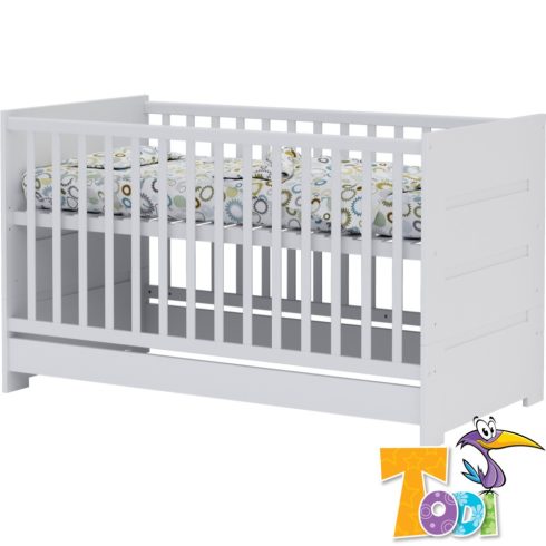 Todi White Bunny 70×140-es átalakítható babaágy - erezett fehér /magasfényű fehér