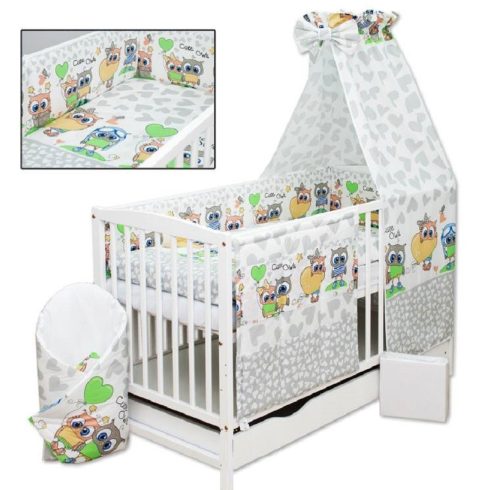 Baby Shop 5 részes babaágynemű - szürke bagoly