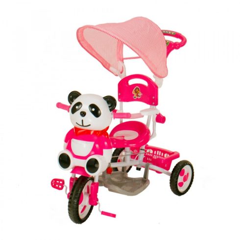 Szülőkormányos tricikli - rózsaszín panda