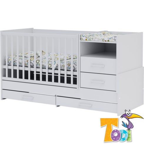 Todi White Bunny  5 az 1-ben multifunkciós kombiágy - erezett fehér /magasfényű fehér