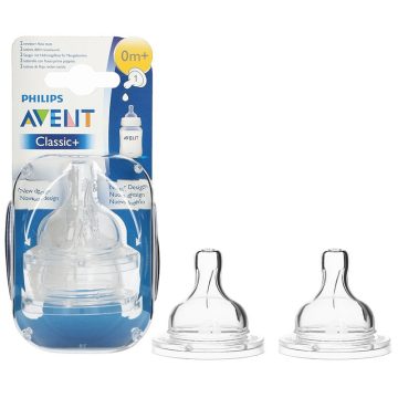   Avent Classic Anti-Colic 0+ szilikon etetőcumi 2db - 1 lyukú